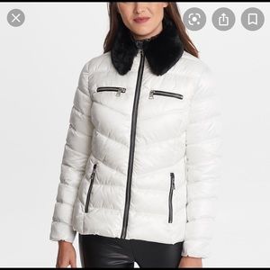 Karl Lagerfeld Plush Collar Short Puffer